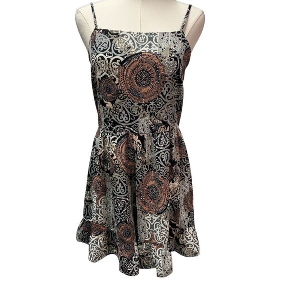 ILLA ILLA Black and Brown Boho Patterned Romper NWT - Picture 1 of 6